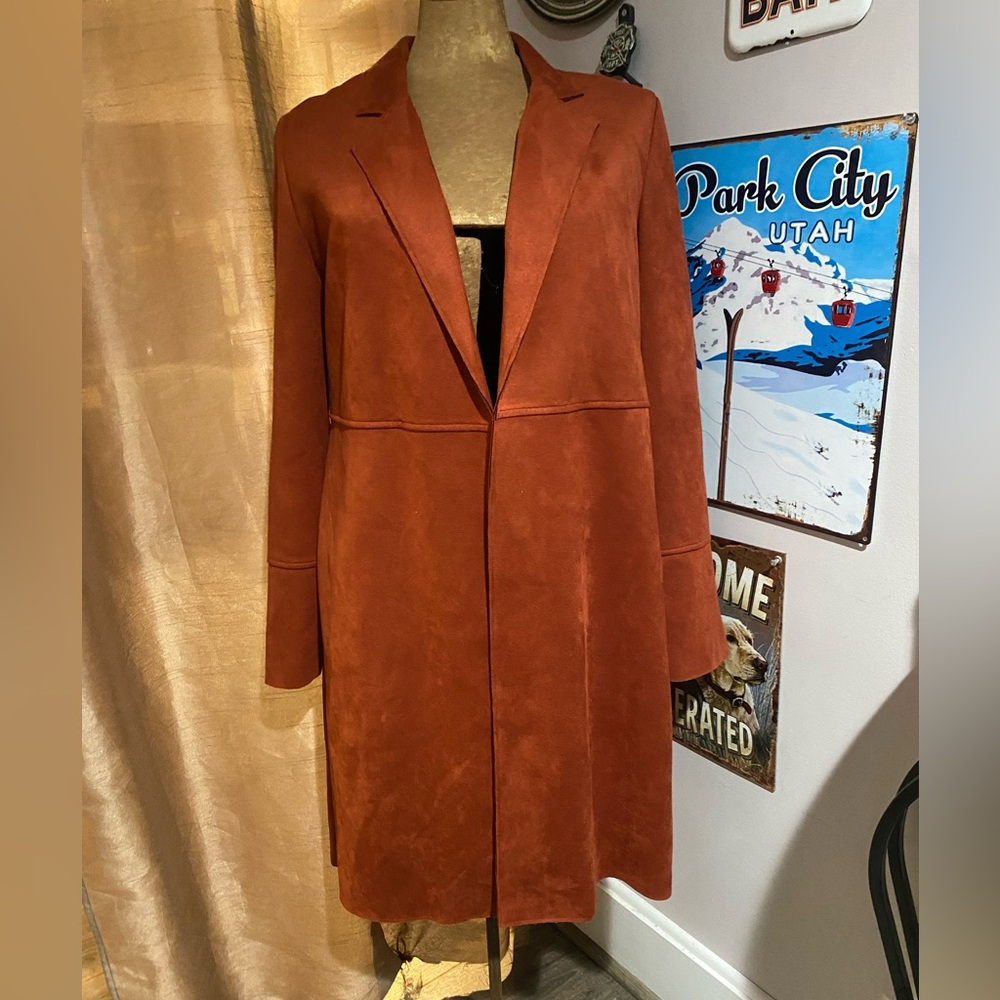 Premise faux suede trench coat - burnt orange color - size medium